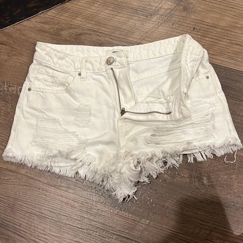 Forever 21 white denim shorts